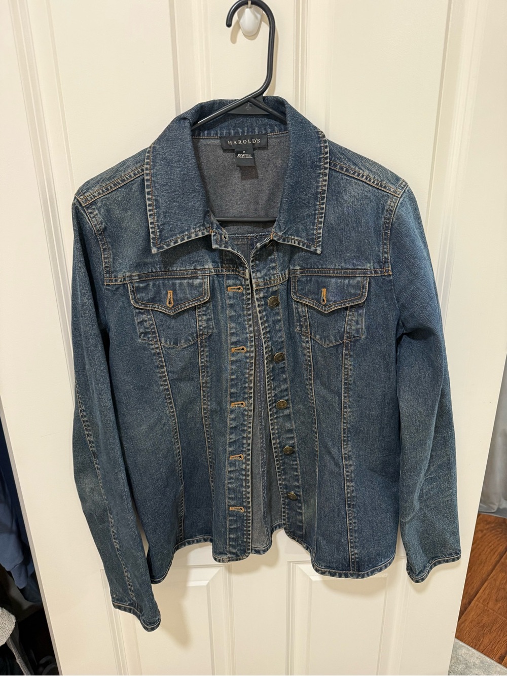 Harold's Medium Blue Denim Jacket with Button Front